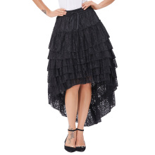 Белль некоторые из них имеют дамы высокий-низкий подол дизайн черный Амелия стимпанк Раффлед кружева торт юбка-популярные юбка BP000221-2